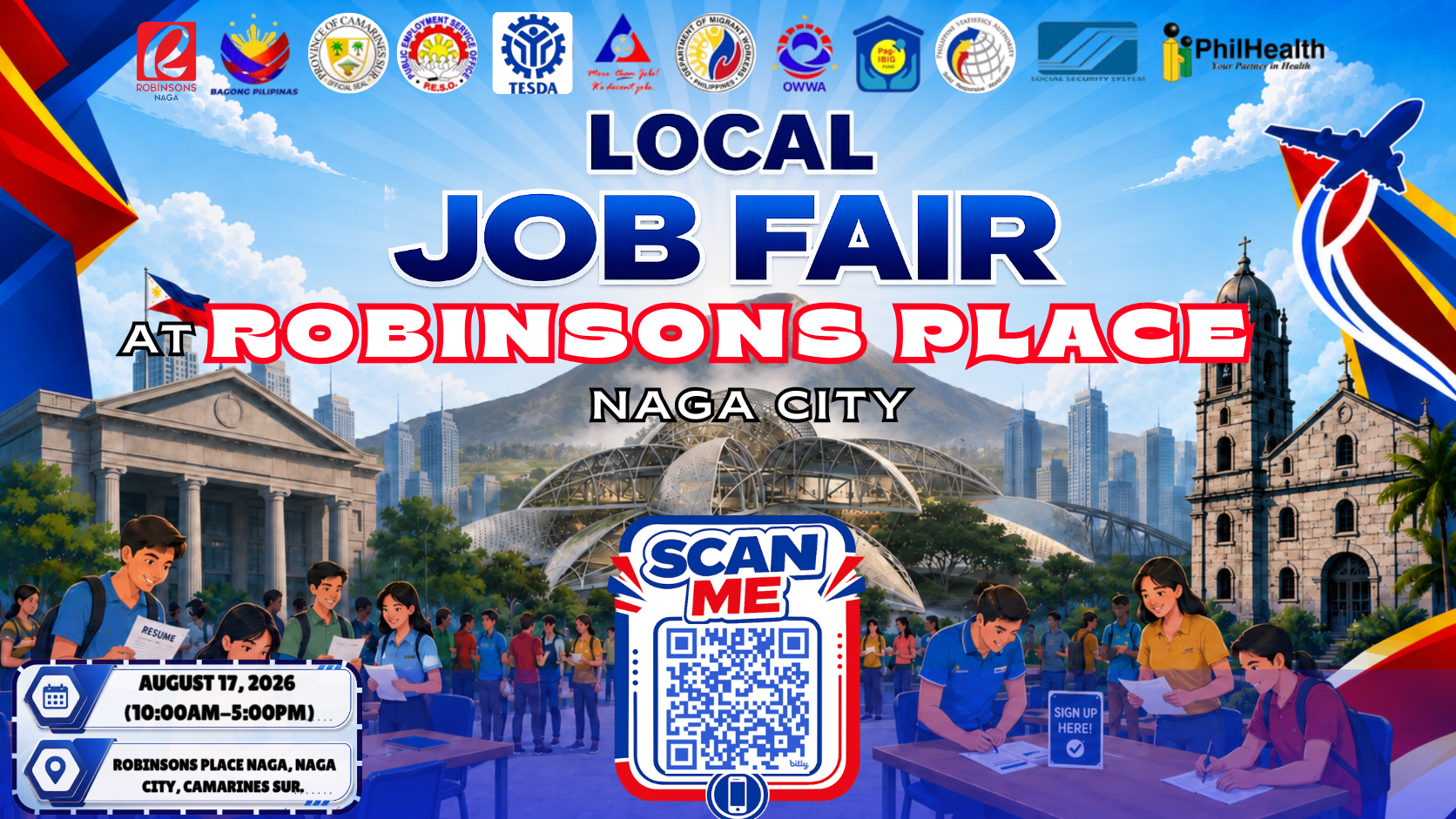 ATTENTION ALL JOB SEEKERS! Your next career move starts here! The Provincial Government of Camarines Sur, through the Camarines Sur PESO, in partnership with TESDA, will conduct a Local and Overseas Job Fair in connection with the World Caf&eacute; of Opportunit
